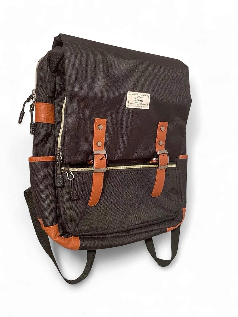 Ronyes Black & Brown Backpack- tons of space and pockets